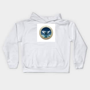 whale tail in a ship window Kids Hoodie